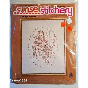 Sunset Stitchery "Mother And Child" Embroidery Kit For 16x20 Frame  New Sealed